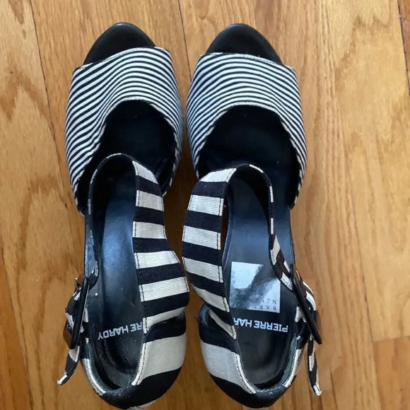 Pierre Hardy platform wedge shoes Spain size 41 black white striped sz 9.5 - Picture 4 of 8